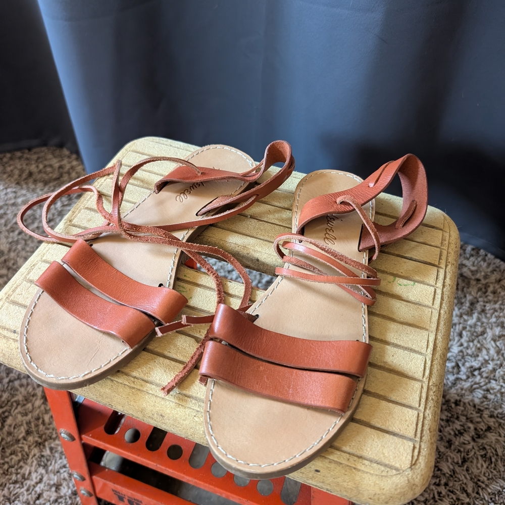 Madewell Tan Leather Strappy Sandals
